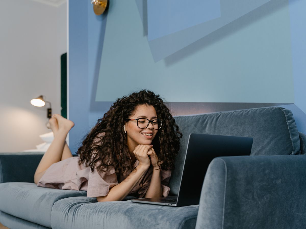 A person meeting a provider by secure video from home